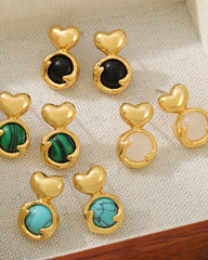 Black Agate Heart Earrings