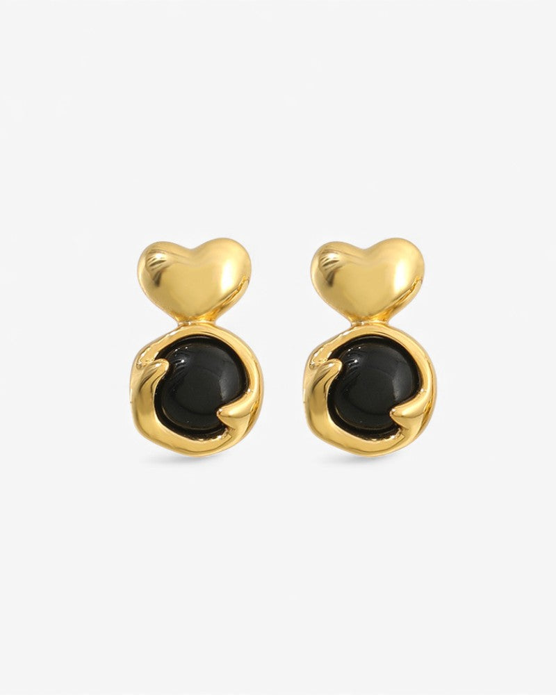 Black Agate Heart Earrings