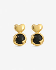 Black Agate Heart Earrings